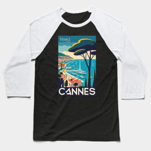 A Vintage Travel Art of Cannes - France Baseball T-Shirt